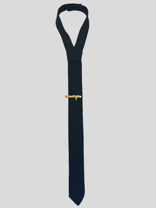 Skinny Black Necktie + Tie Bar