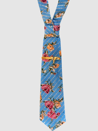 Floral Printed Lurex Petite Necktie + Tie Bar