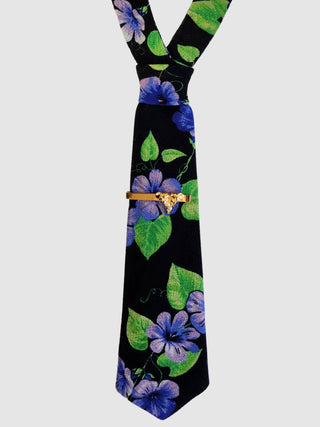 Floral Printed Petite Necktie + Tie Bar