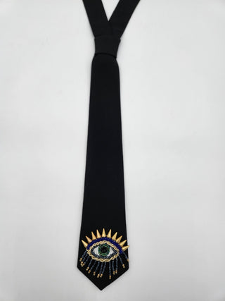 Mystique Evil Eye Classic Tie with Fringe