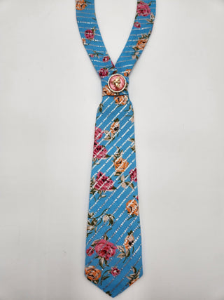 Queen Bee Floral Printed Lurex Petite Necktie