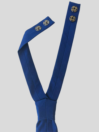 back view of royal blue necktie showing adjustable nickel snaps