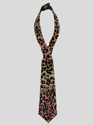 Leopard print tie with pink and yellow accents
