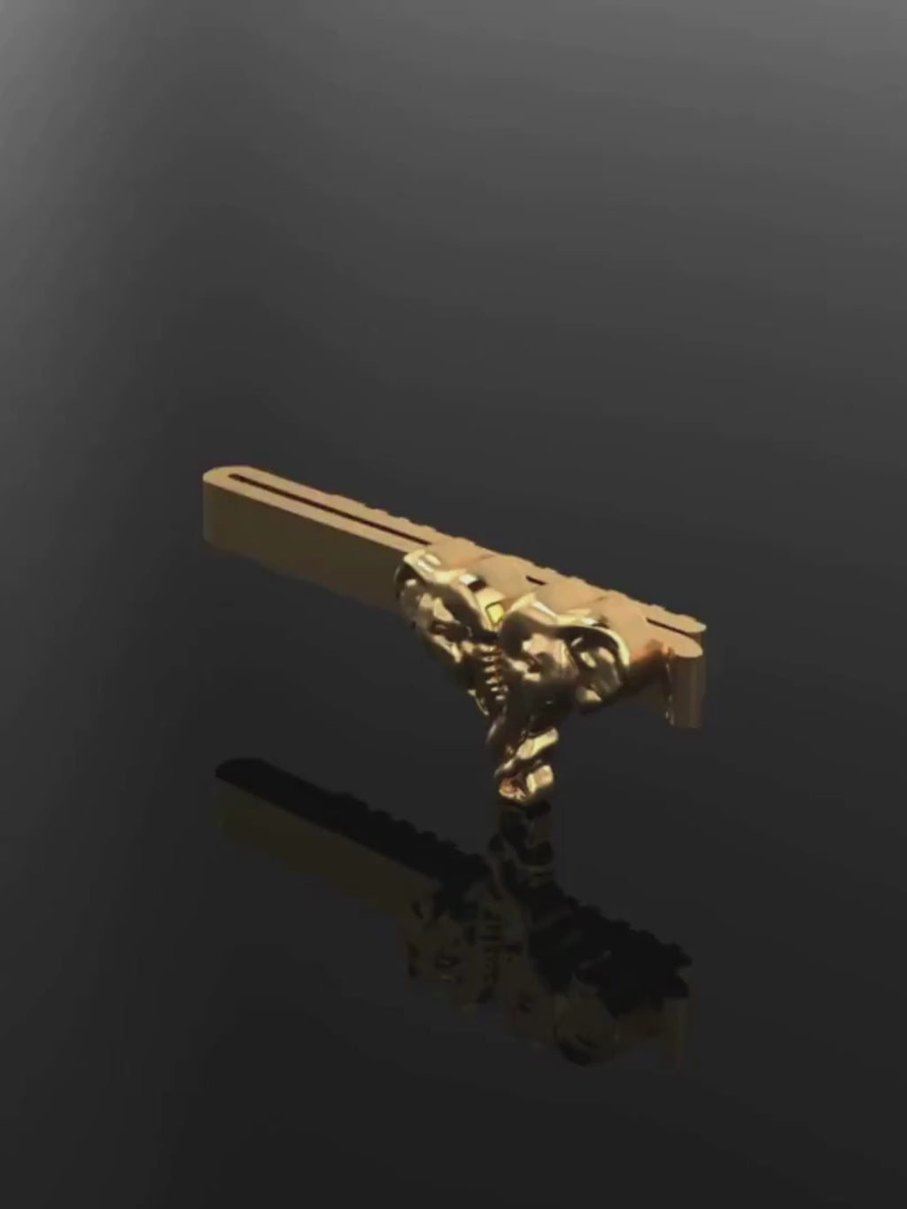 3D video of old plated elephant tie bar
