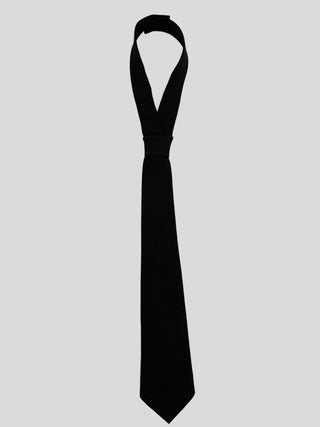 Flat image of black tailored classic necktie