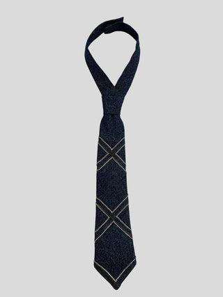 Denim Crystal Plaid Classic Necktie - Nandanie - Necktie - Nandanie