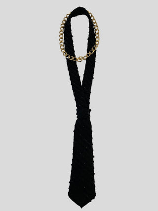 Textured Plunge Necktie with Chain - Nandanie - Necktie - Nandanie